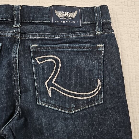 Rock & Republic Stella Jeans Women's 27 (30x29) Straight Dark Blue Denim EUC - Picture 11 of 16